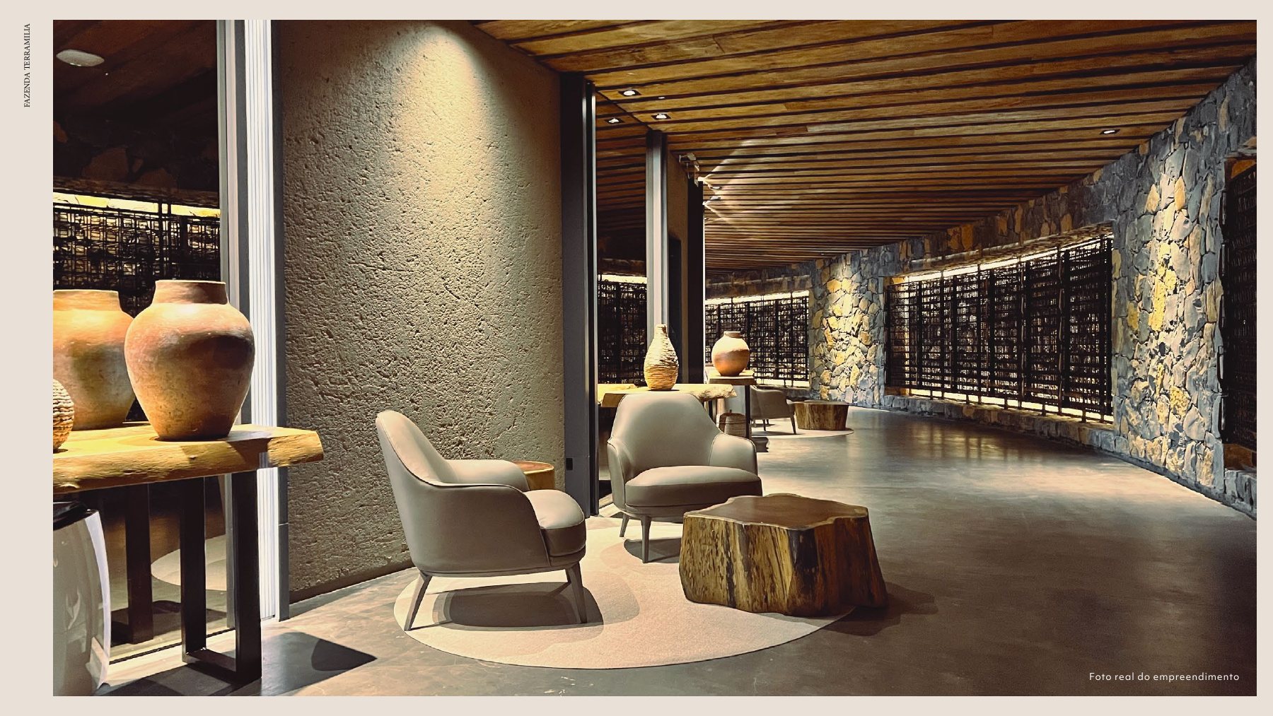 Interior de área comum da Fazenda Terramília